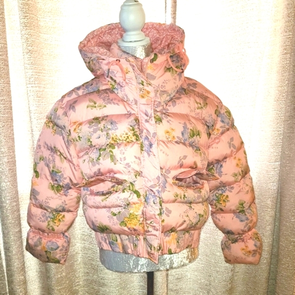 TCEC Floral Pink Puffer Jacket Size L - Picture 2 of 7